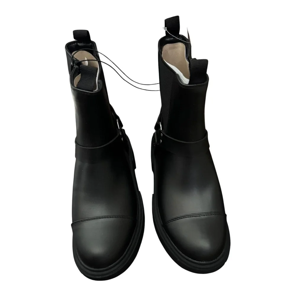 Art Class Crosby Black Harness Boots Girls Size 4 Lug Sole Ankle Booties NEW